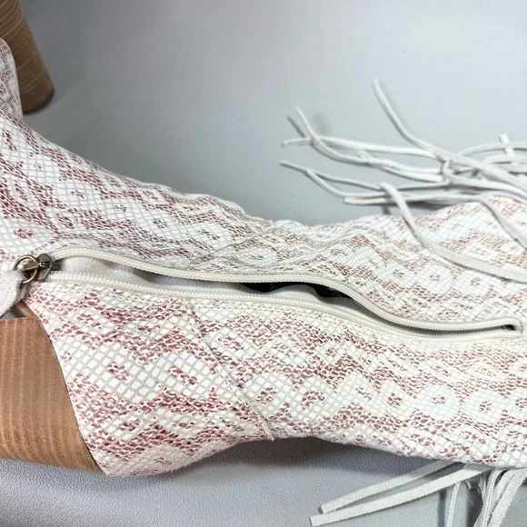 Dingo Kitty Kat Snake Print Fringe Tall Western Leather Boots like new - Picture 8 of 15